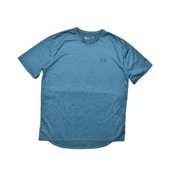 Under Armour Men's Blue Short Sleeve Loose Fit T-Shirt Size Large Striped Gym - Picture 1 of 8